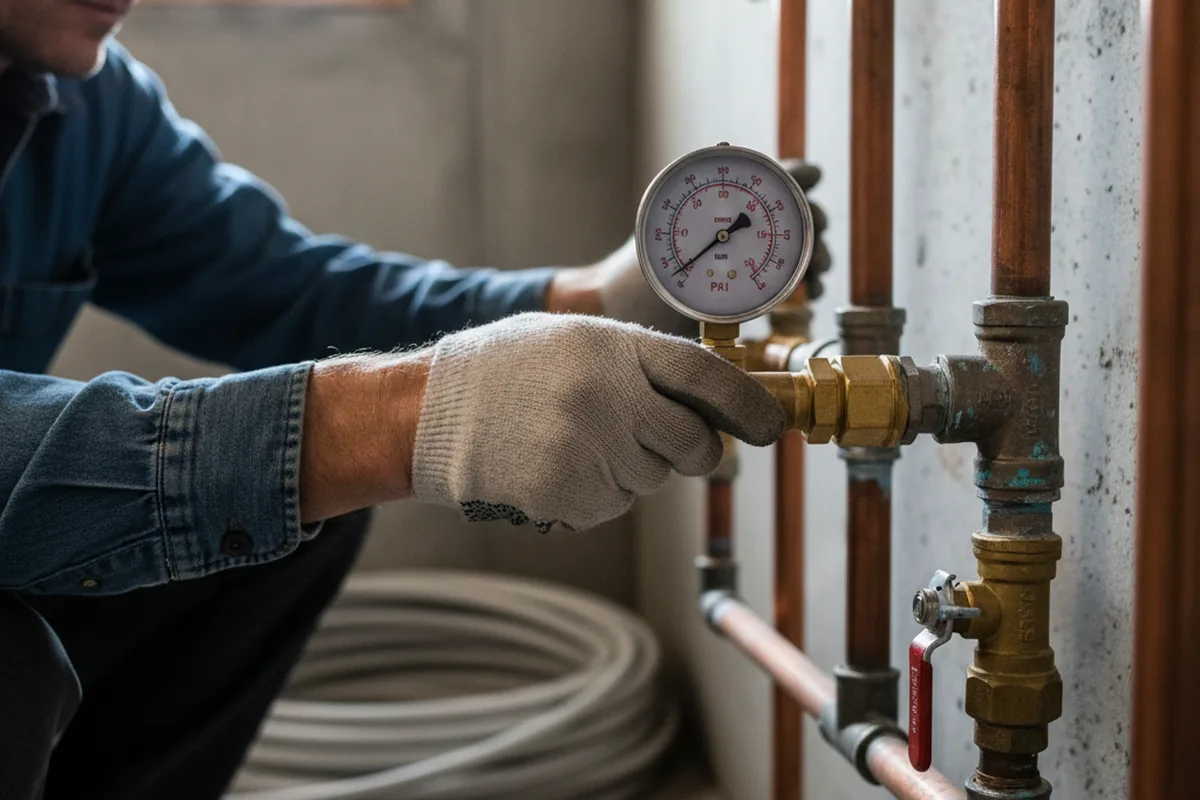 Pressure testing a repaired line during Water Line Repair in Crawfordsville